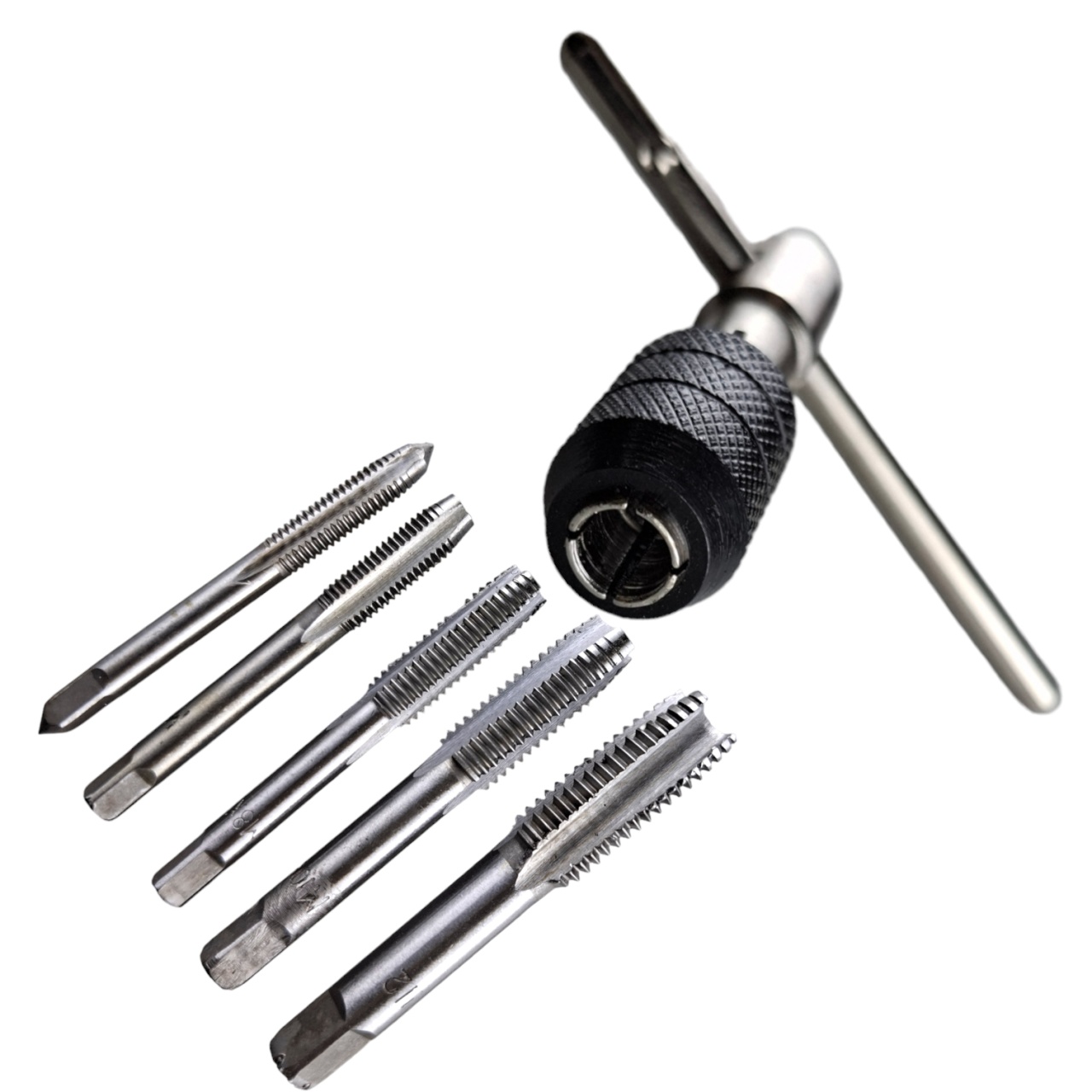 Набор метчиков М6-М12,6 с трещоткой, 6 предметов, легированная сталь, "MAXIMUM" MX 15593 оптом