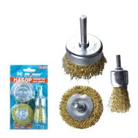 Набор щеток для дрели, 3 предмета, латунированные, волнистая проволока, «Maximum» MX 15074-1